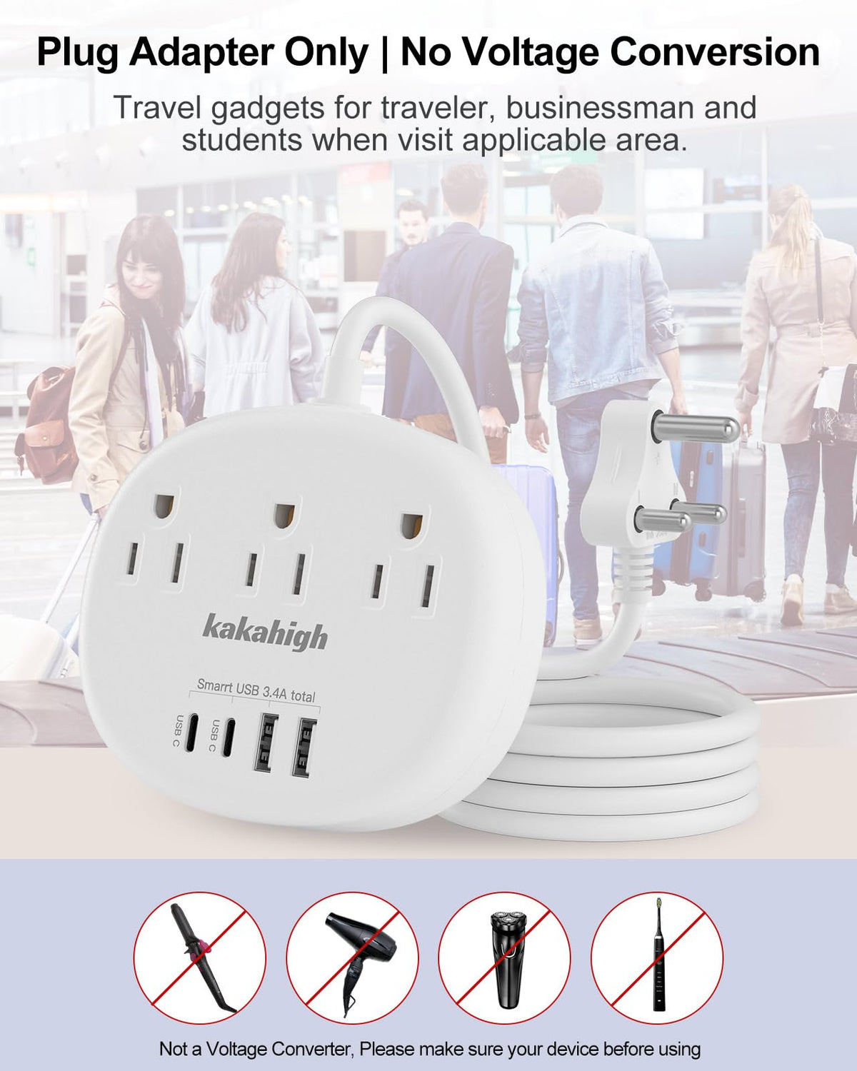 Kakahigh USB ports on the Kakahigh adapter for efficient charging