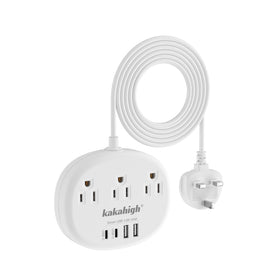 Kakahigh UK travel adapter front view, compact design for easy packing
