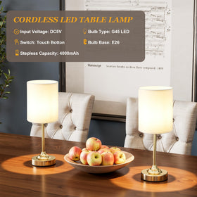 Kakanuo 4000mAh battery-powered bedside lamp for cordless use