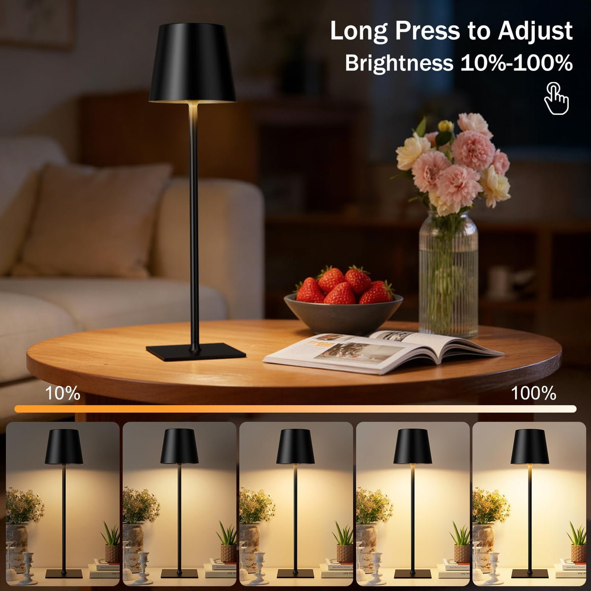 Kakanuo 5000mAh battery lamp demonstrates long-lasting power and USB-C charging compatibility.
