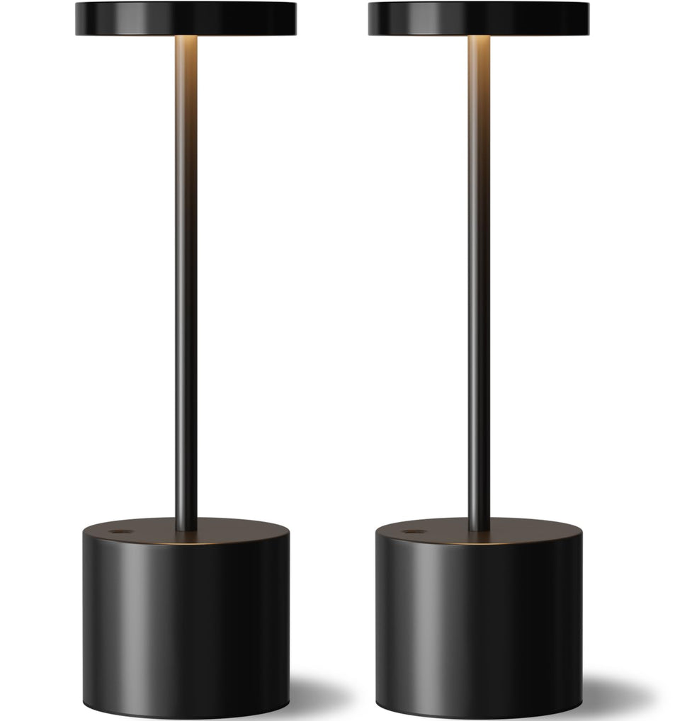 Kakanuo black cordless table lamp set of 2, top view, ideal for flexible indoor lighting