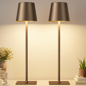 Kakanuo brown cordless table lamp on a tidy desk for a clutter-free workspace.