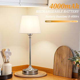 Kakanuo cordless table lamp 4000mAh battery details for extended use.