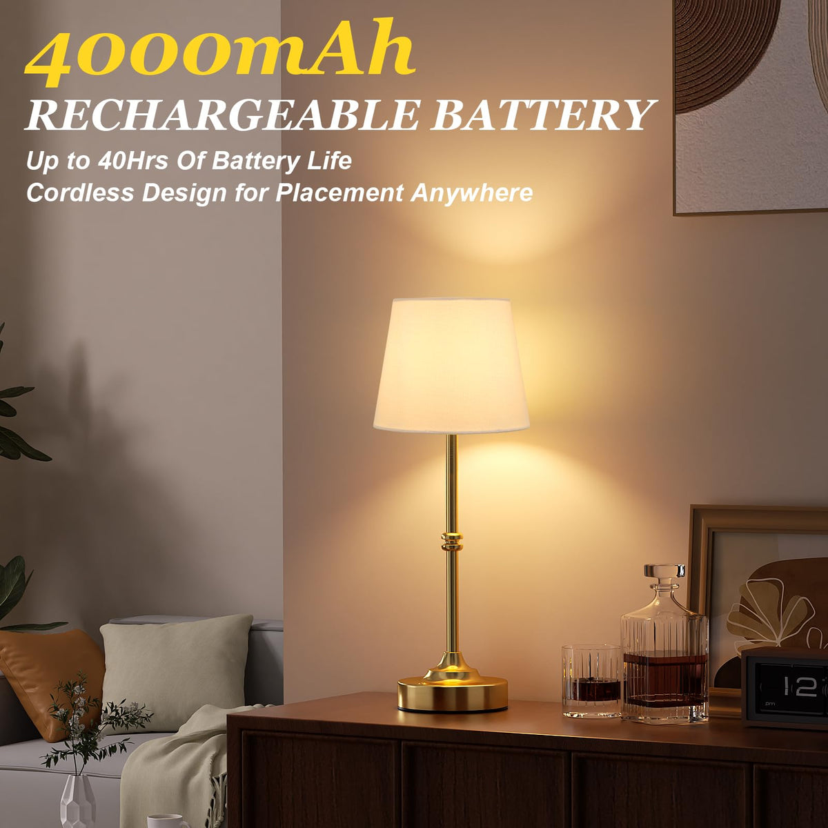 Kakanuo cordless lamp bedside mood lighting for relaxing evenings.