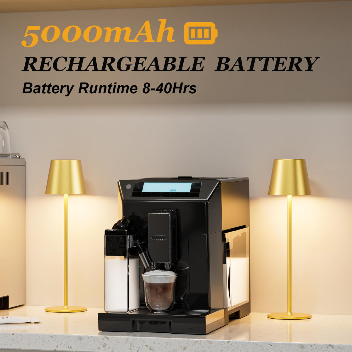 Kakanuo cordless table lamp gold brightness dimming across three color temperatures.