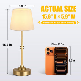 Kakanuo cordless table lamp gold side view shows compact, easy-to-move lighting.