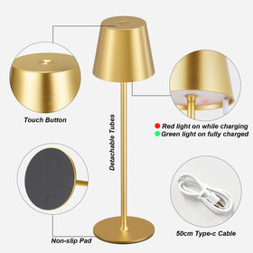 Kakanuo cordless table lamp gold emergency light during power outages.