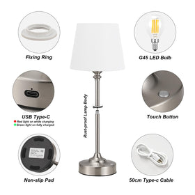 Kakanuo cordless table lamp with linen shade and refined metal body.