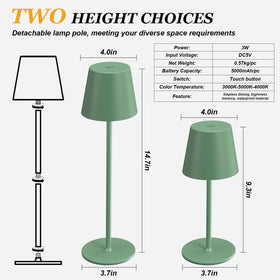 Kakanuo cordless lamp adjustable two-height setup for versatility.