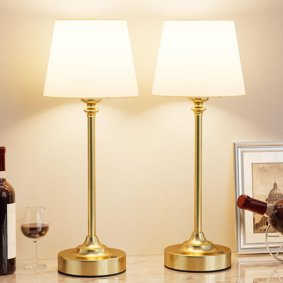 Kakanuo cordless table lamp in gold offering flexible room placement