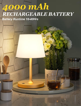 Kakanuo Gold cordless shower lamp powered by a 4000mAh battery for long life.