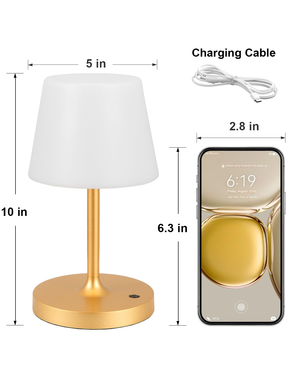 Kakanuo Gold cordless shower lamp in a bathroom for subtle nighttime illumination.