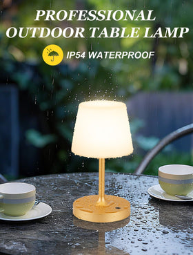 Kakanuo Gold cordless shower lamp on a kitchen counter for ambient task lighting.