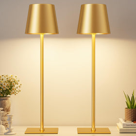 Kakanuo gold cordless table lamp two-pack on a desk with warm ambient light