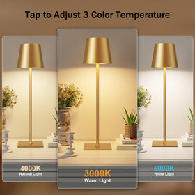 Kakanuo gold cordless table lamp two-pack with 5000mAh battery for hours of brightness