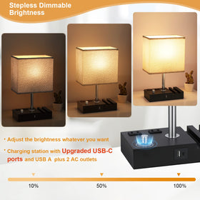 Kakanuo lamp with phone slots and wood base keeps devices organized while charging.