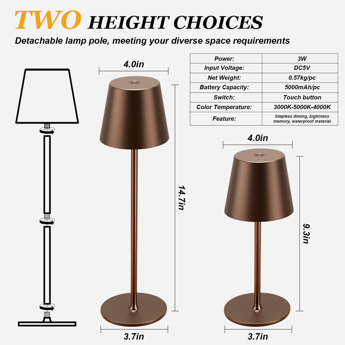 Kakanuo outdoor ready cordless lamp with anti scratch coating for patios