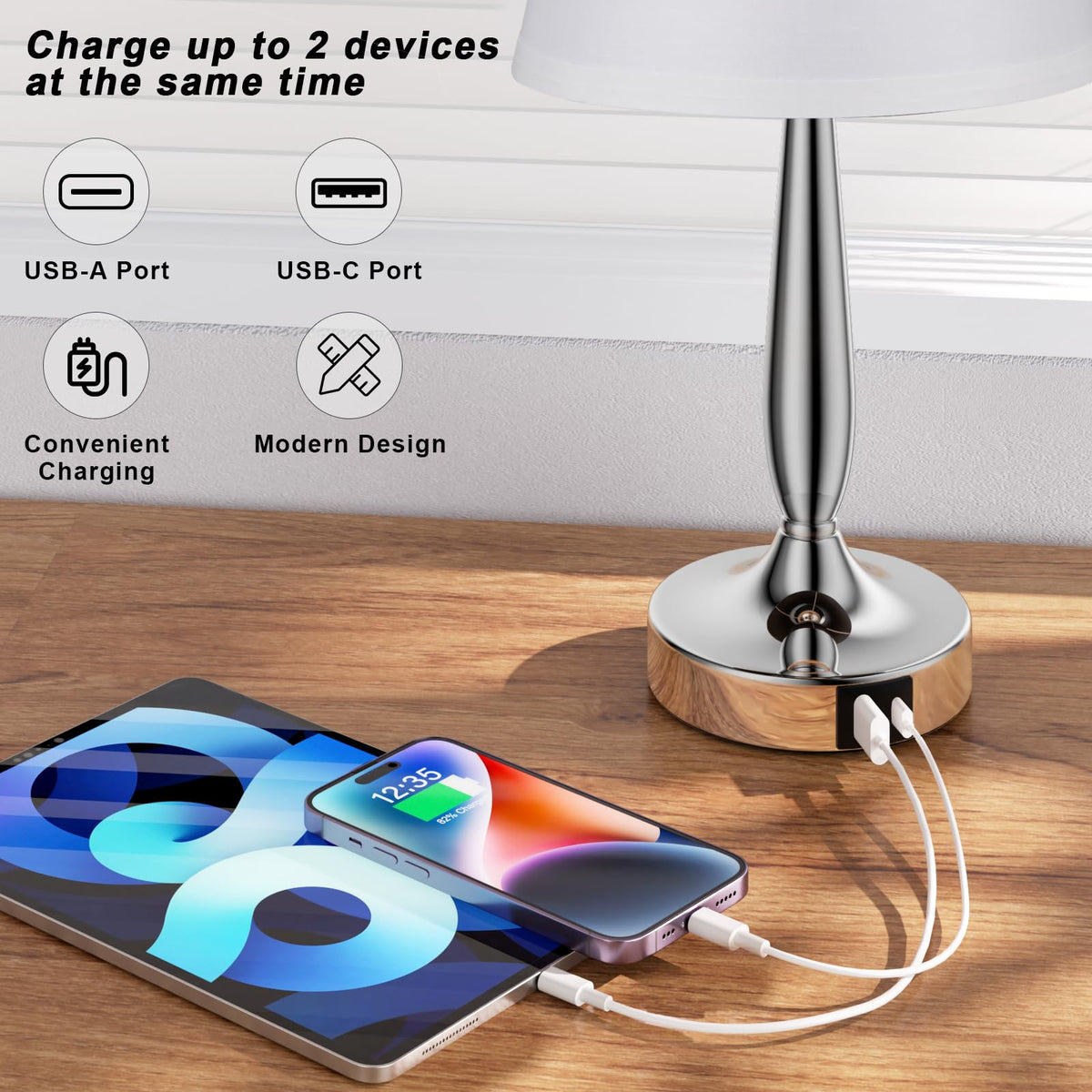 Kakanuo silver-base table lamp suitable for desk or living room