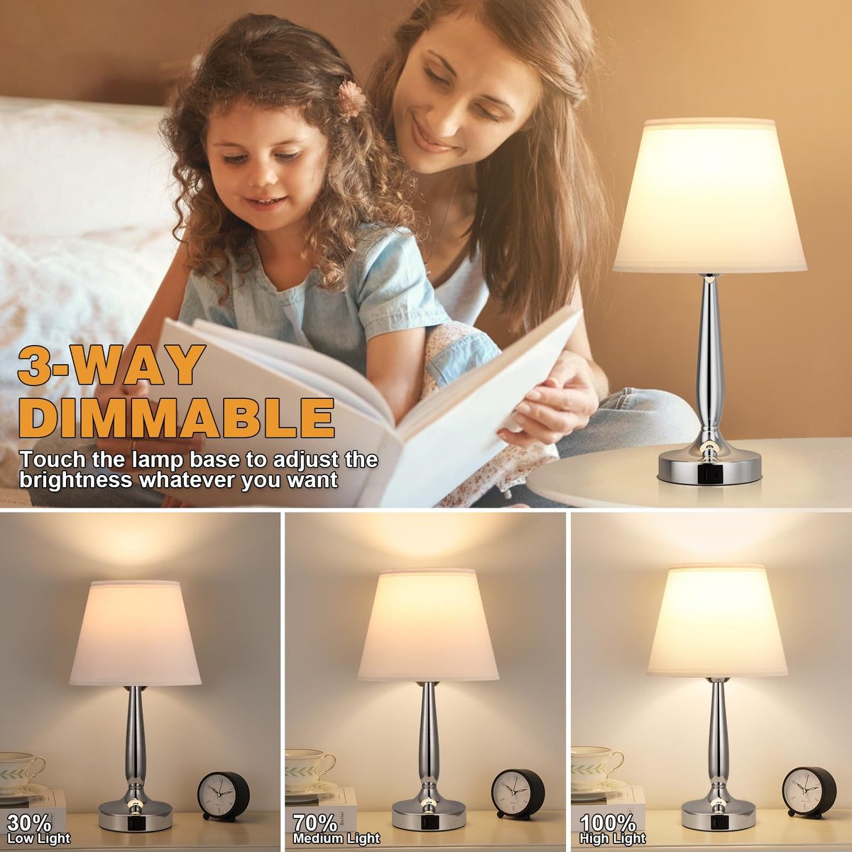 Kakanuo touch-lamp in three-way dimming mode for versatile brightness