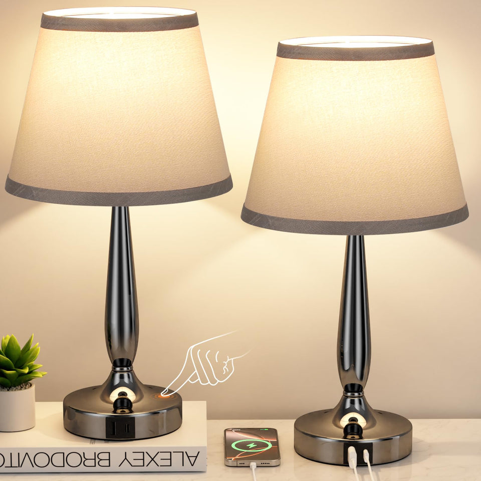Kakanuo touch table lamp base and shade for soft bedside illumination