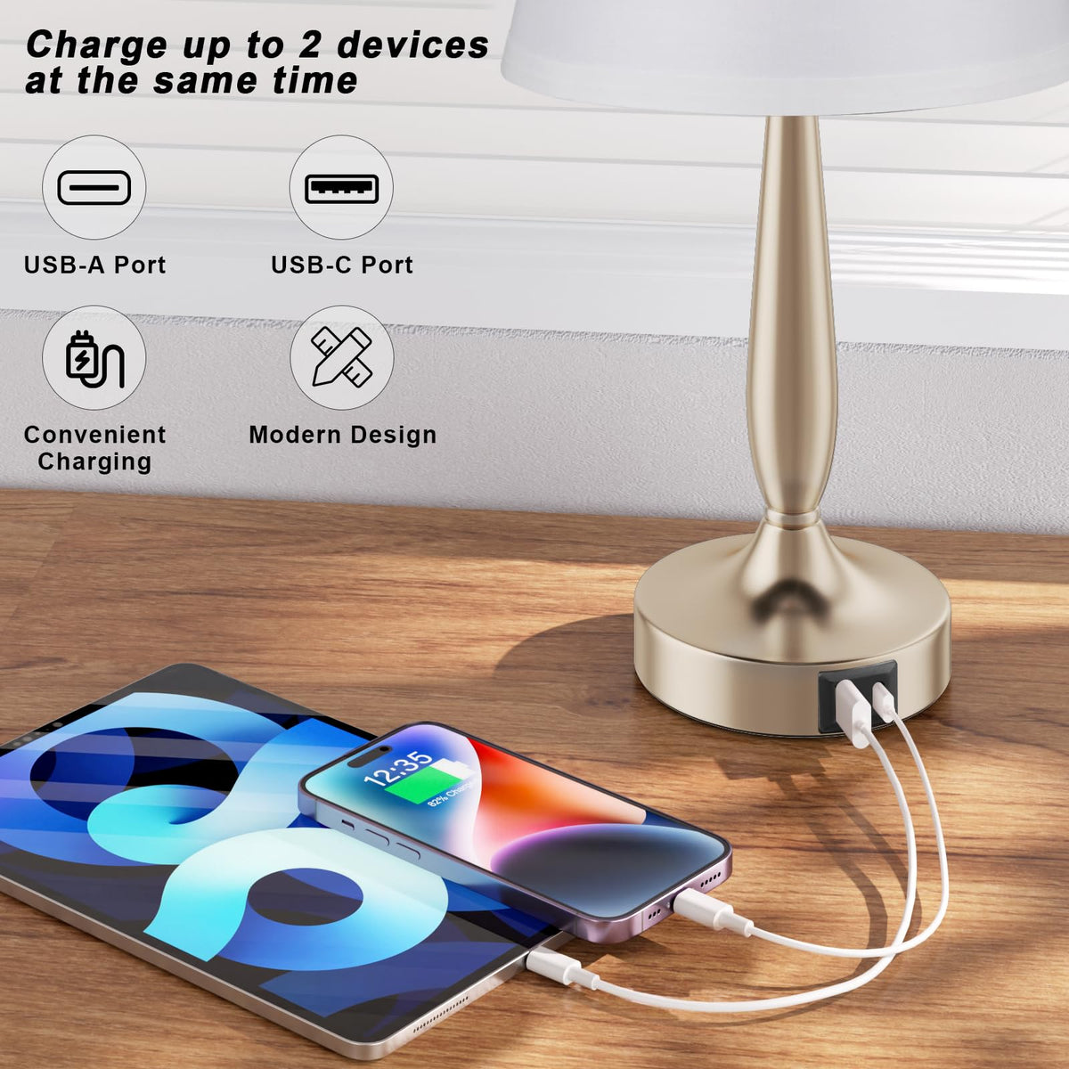 Kakanuo lamp featuring champagne gold base adds warm luxury to living spaces.
