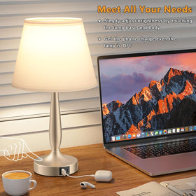 Kakanuo touch table lamp with white shade providing soft, even illumination for bedside.