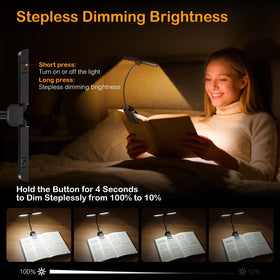 KaKinCa bed clip-on light attaches securely to books or headboard.