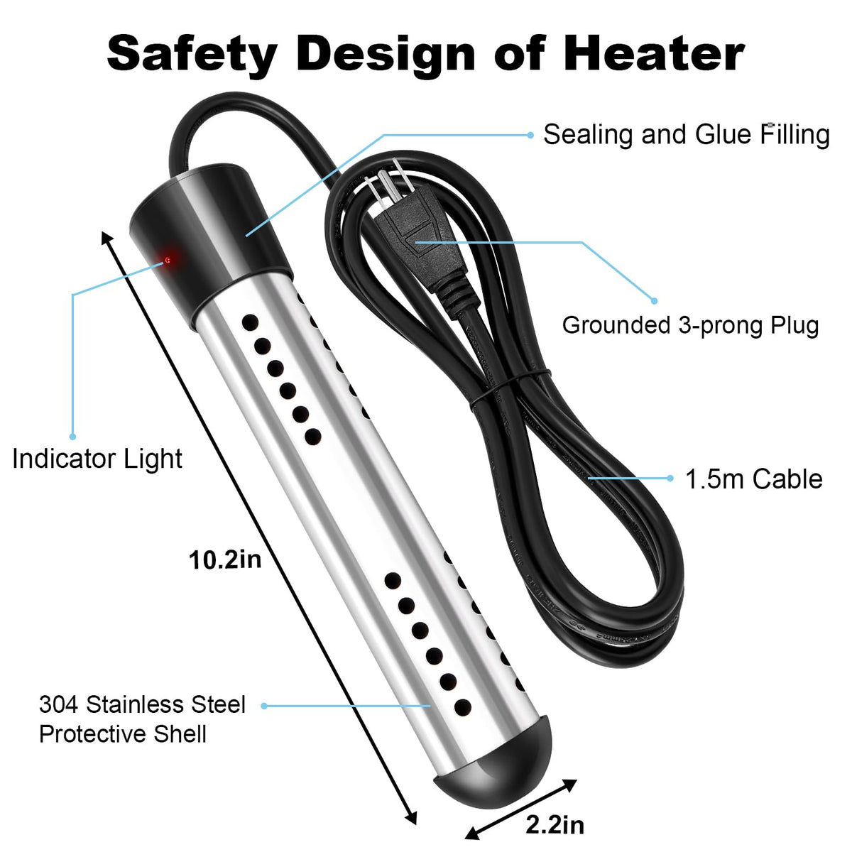 KaKinCa 304 stainless steel guard protects the heating element safely