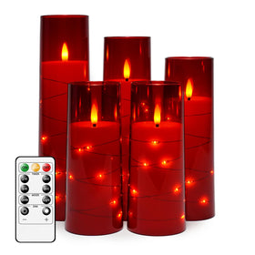 Kakoya 5pc flameless candles with embedded star string create a cozy, safe ambiance.