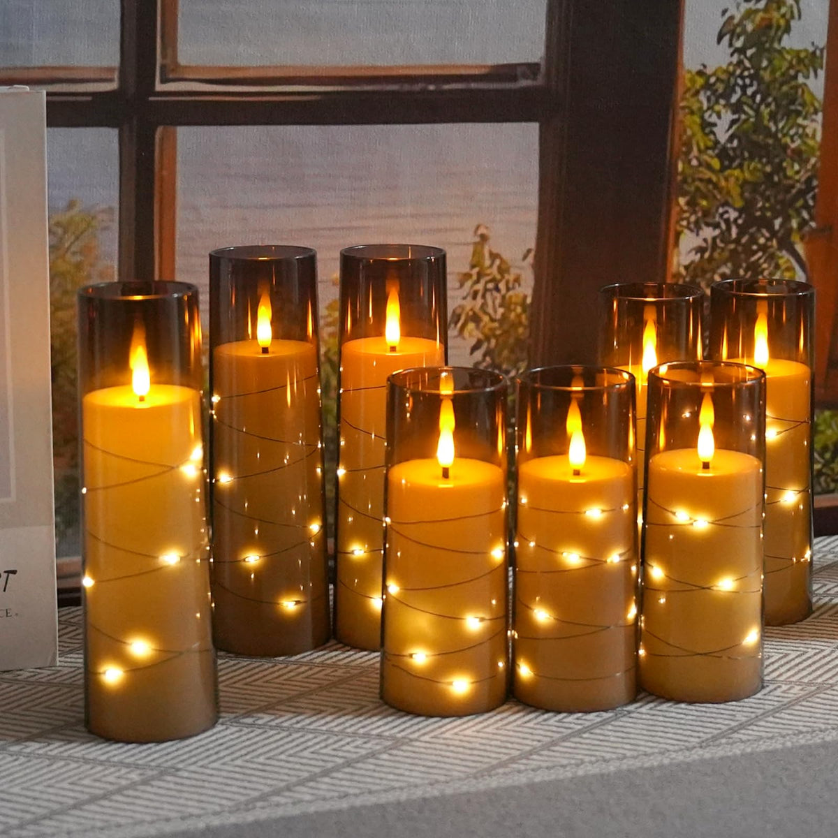Kakoya flameless candles bring warm mood to dining rooms, baths, or shelves.