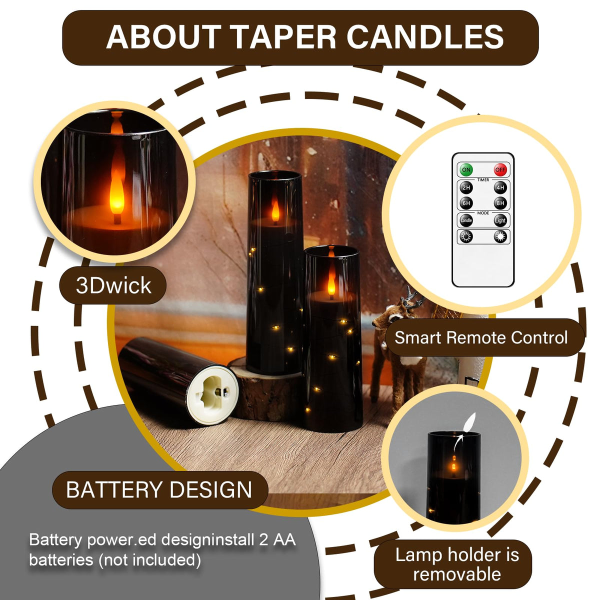 kakoya flameless candles in acrylic shells showcase flickering LED flames