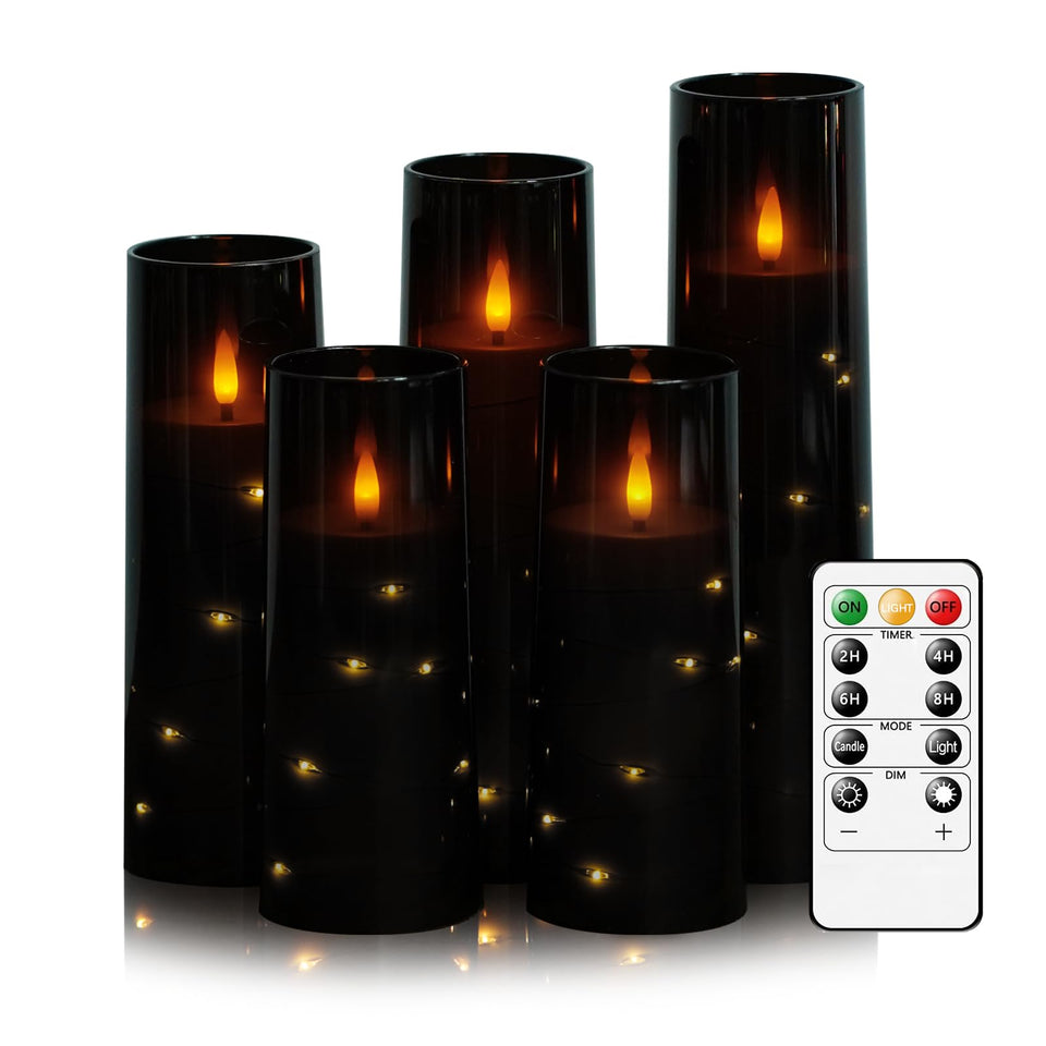 kakoya flameless candles with embedded string lights provide warm ambiance without an open flame