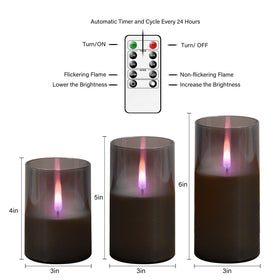 Kakoya flameless candles packaging contents include three candles and remote.