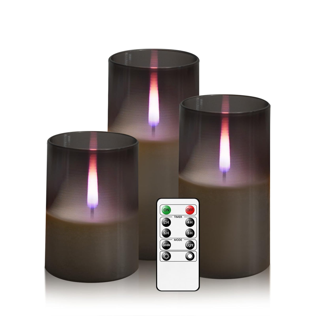 Kakoya flameless candle with realistic flame on 3x4 height for cozy home ambiance.
