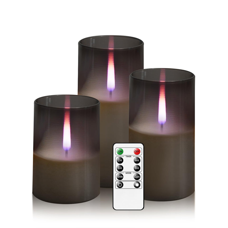 Kakoya flameless candle with realistic flame on 3x4 height for cozy home ambiance.