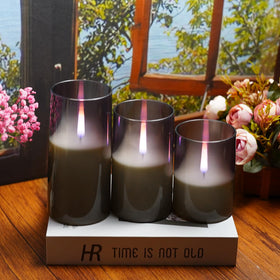 Kakoya flameless candle with realistic flame on 3x5 height as elegant centerpiece.