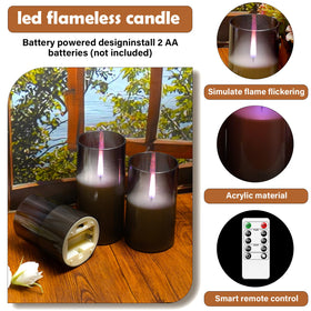 Kakoya flameless candle with realistic flame on 3x6 height for versatile evenings.