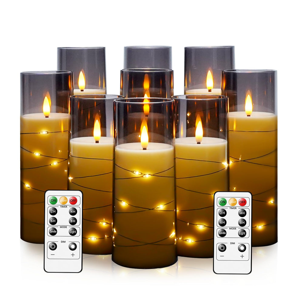 Kakoya flameless candles with embedded string lights create a cozy, flickering ambiance without flames.