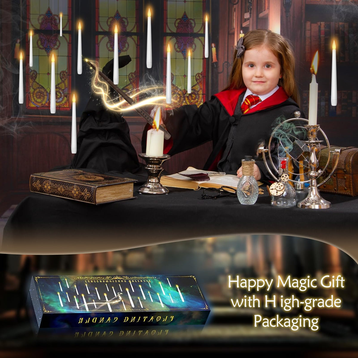 Kakoya LED hanging taper candles with wand remote for easy, adjustable lighting