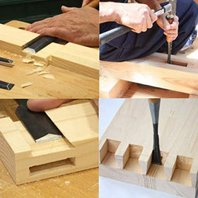 KAKURI 3-piece chisel mortise demo illustrates precise joinery.