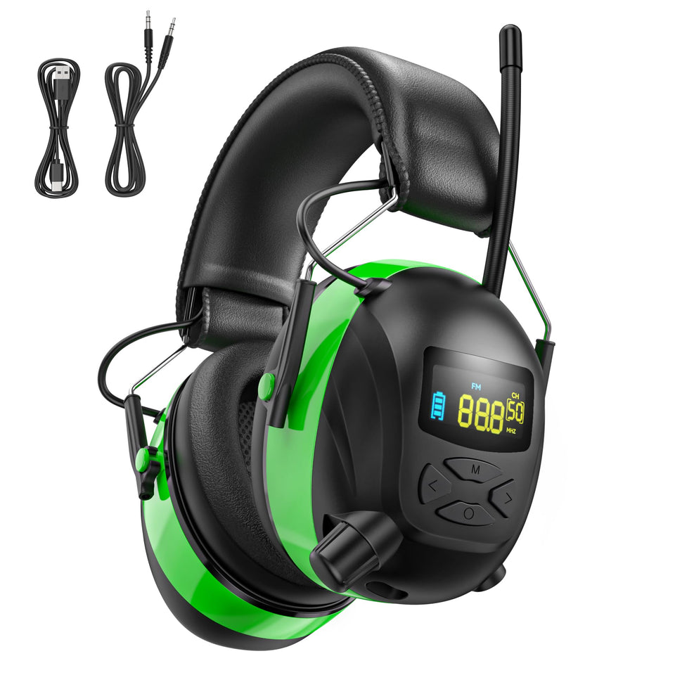 Kalence 2025 AM/FM earmuffs with backlit display for easy tuning in bright light