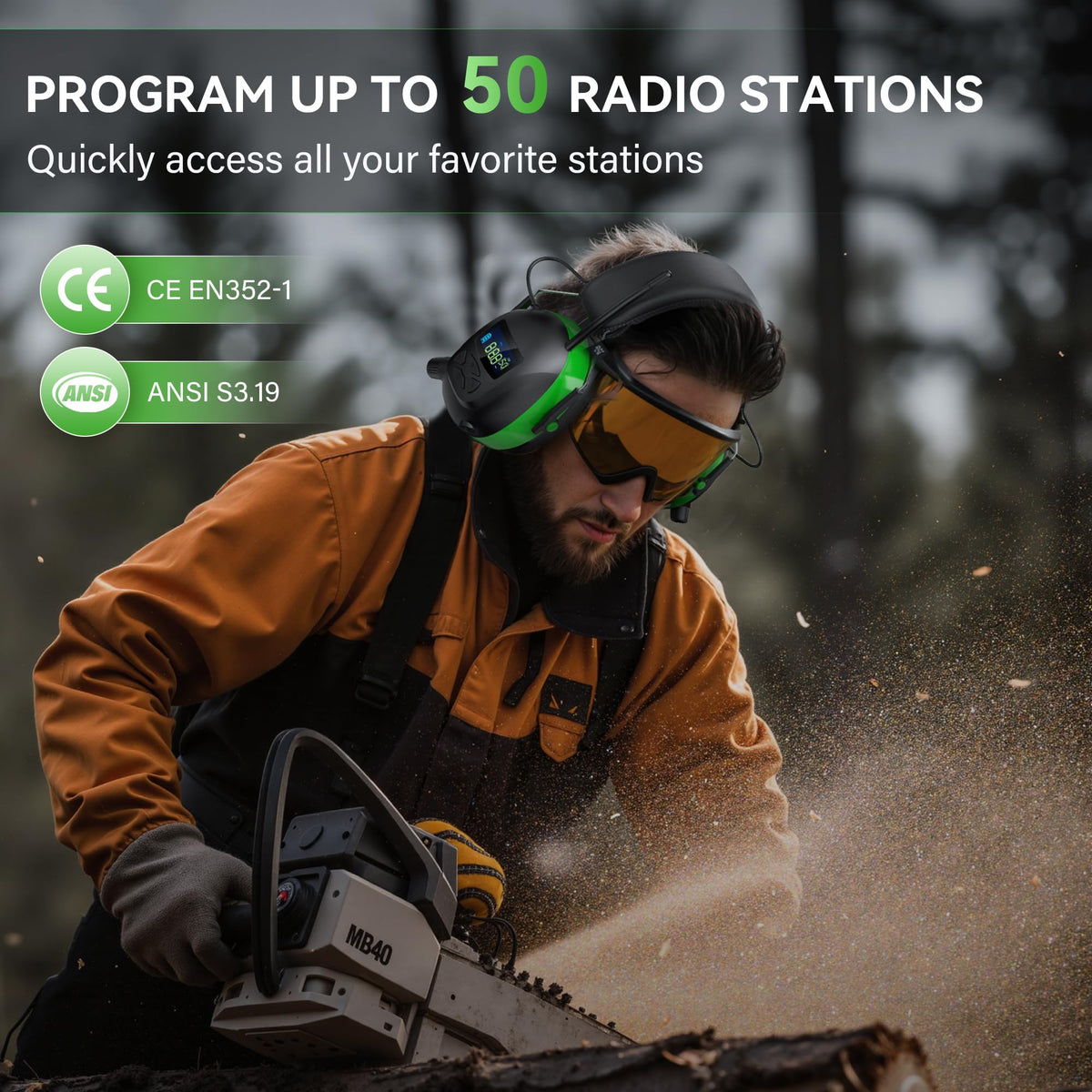 Kalence earmuffs with 30dB noise reduction for noisy environments