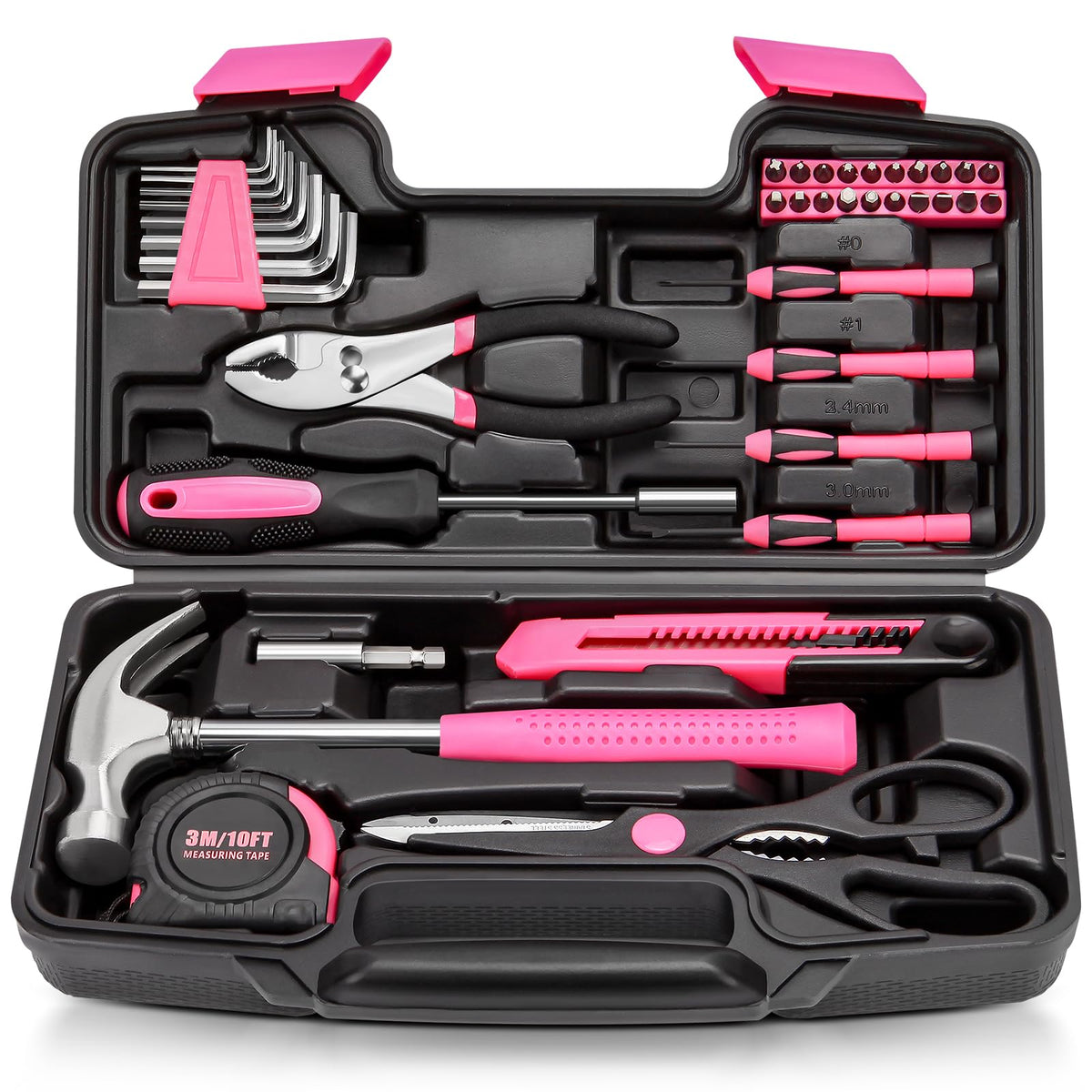 KALIACHO 39pcs pink tool set in toolbox for easy home maintenance