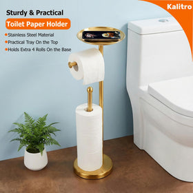 Kalitro freestanding holder with storage shelf blends modern style with practical convenience.