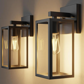 Kalium two-pack porch lights ready for outdoor installation.
