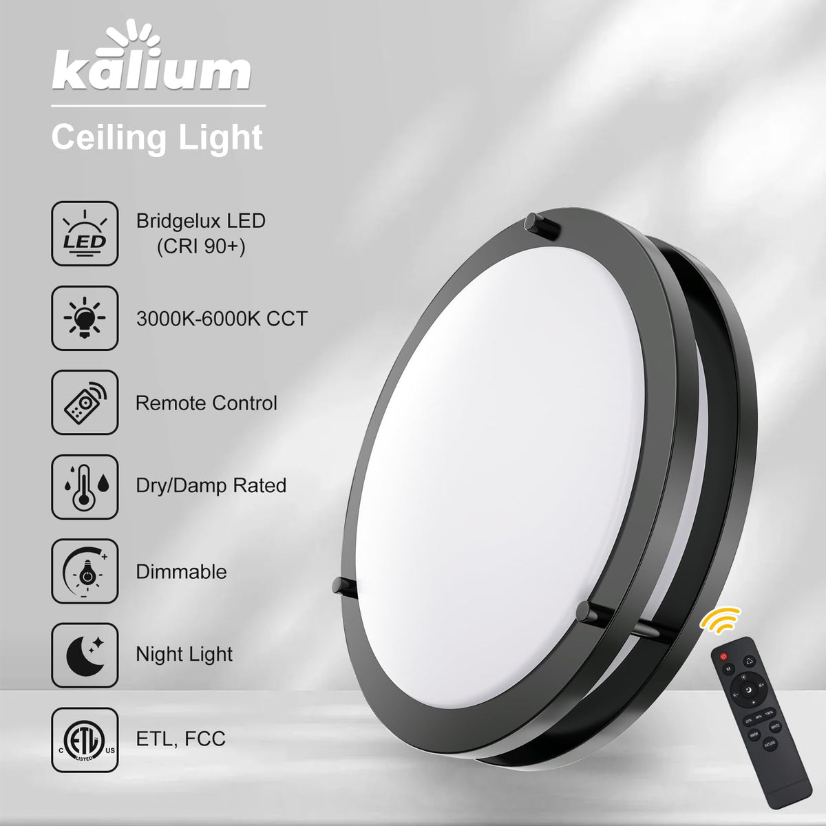 Kalium LED panel displaying 3000K-6000K color temperature range