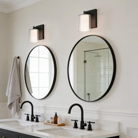 Kalium matte black finish wall sconces blend modern style with versatile illumination.