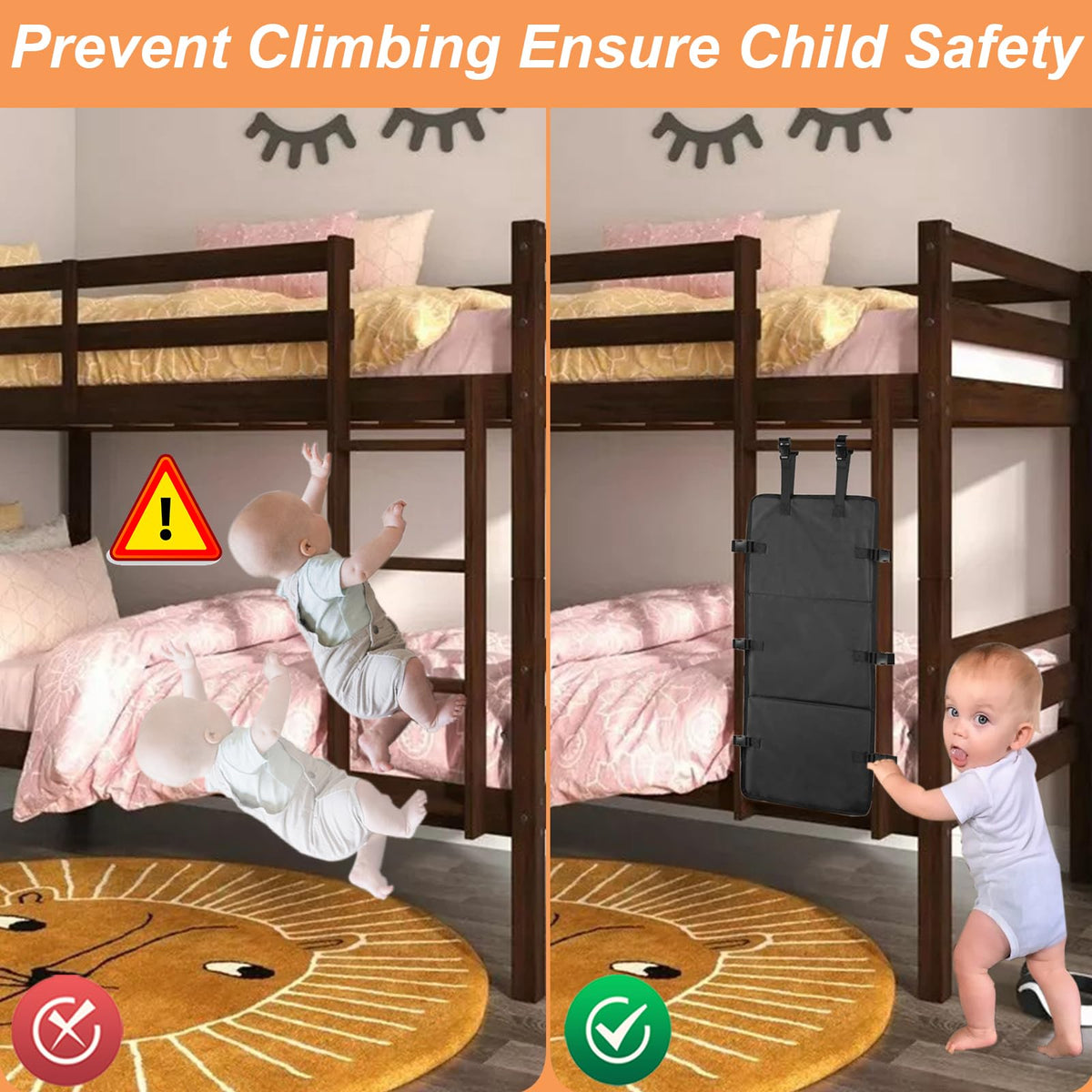 Kalyvon bunk bed ladder cover with adjustable straps for secure fit