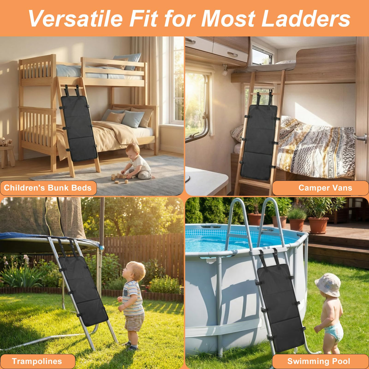 Kalyvon ladder cover on bunk bed enabling quick, tool-free installation