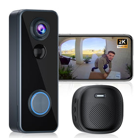 KAMEP doorbell with 180-degree view captures visitors and packages at the doorstep.